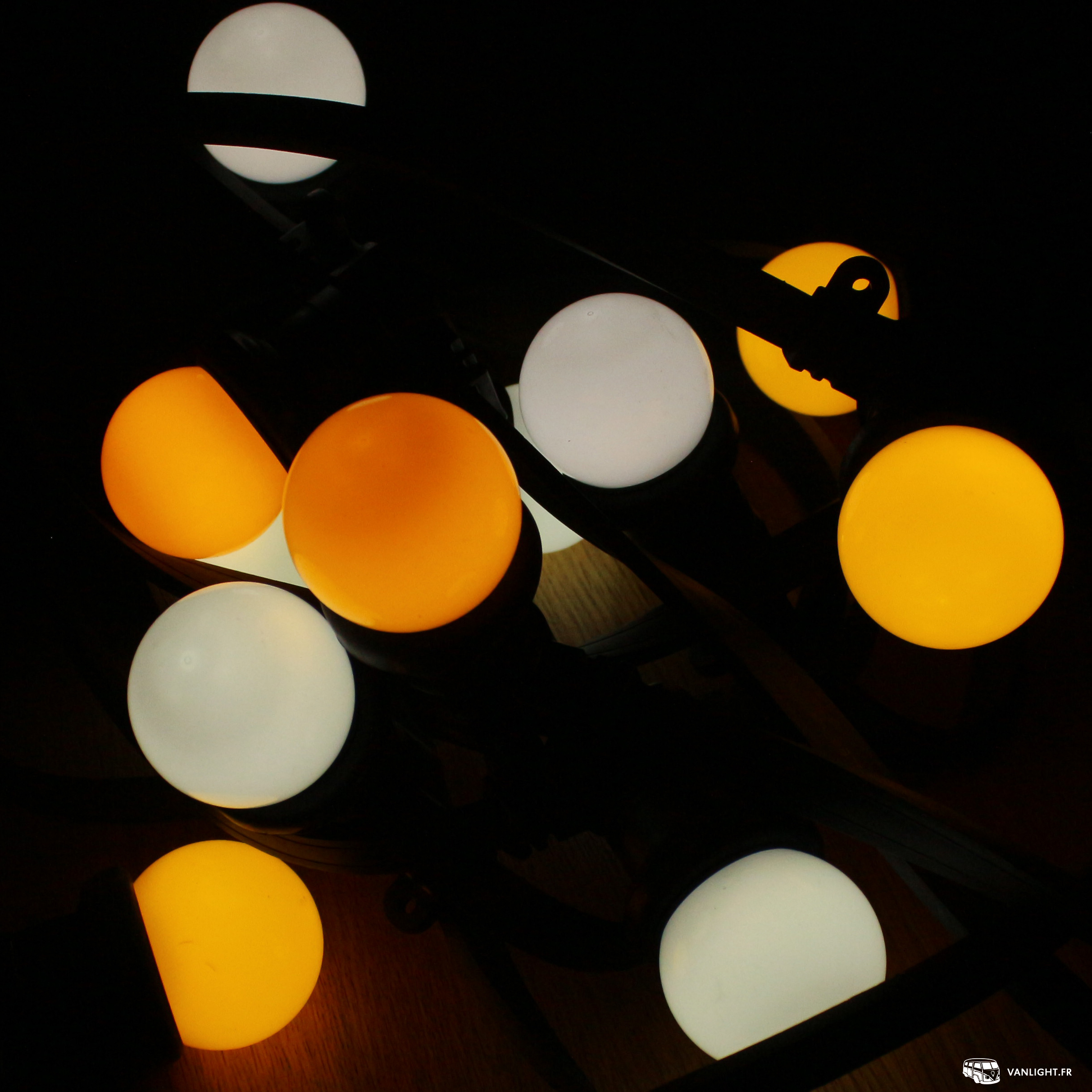 Location Guirlande guinguette 10 mètres "BLANC FROID & JAUNE" blanc froid jaune vanlight